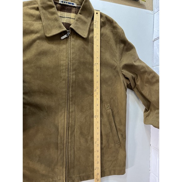K.A.S. Suede Flannel Lined Full Zip Jacket Lg Brown - Picture 7 of 9